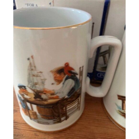 Norman Rockwell coffee cups Seafarers Collection Long John Silver's Porcelain Ta - Picture 10 of 10